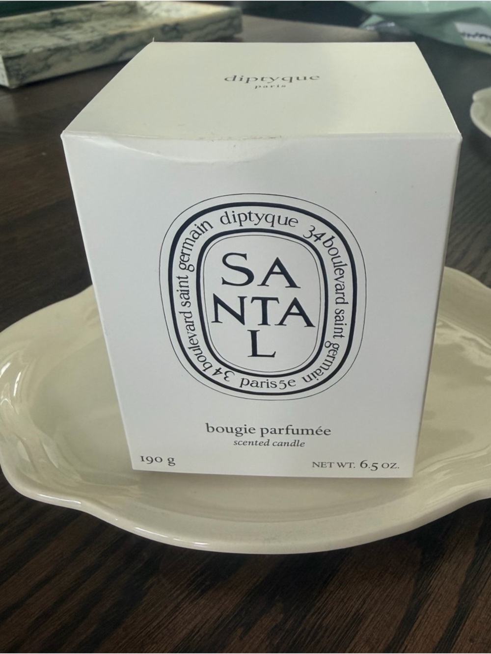 diptyque Santal Scented Candle in White Box
